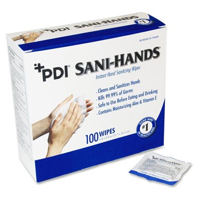 Sani-Hands Instant Hand Sanitizing Wipe Singles (100 / box) Sani-Hands Instant Hand Sanitizing Wipe Singles (100 / box)