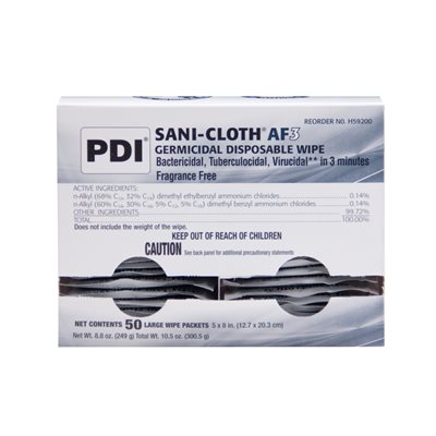 Sani-Cloth AF3 Alcohol-Free Individually Wrapped Wipes (50 / box) Sani-Cloth AF3 Alcohol-Free Individually Wrapped Wipes (50 / box)